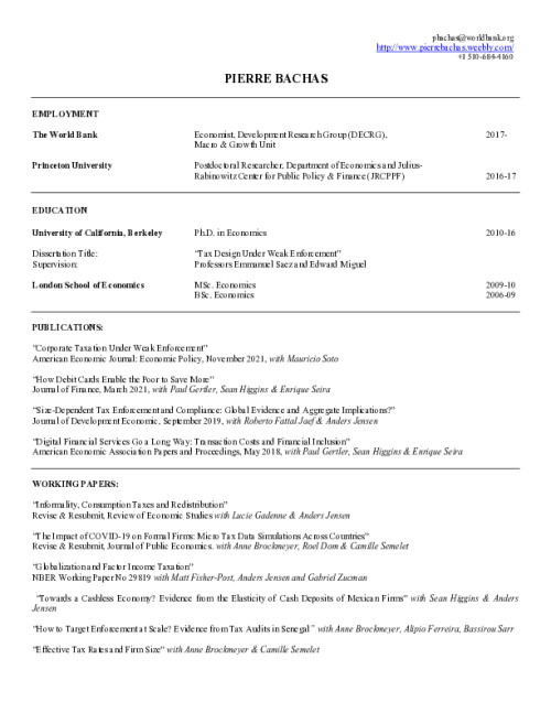Image representing the file: Pierre Bachas's CV