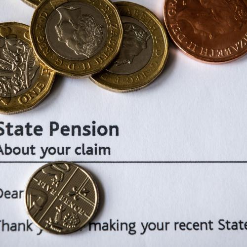 A photo of a state pension claim form