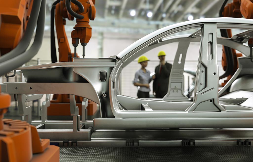 Robots on a car production line