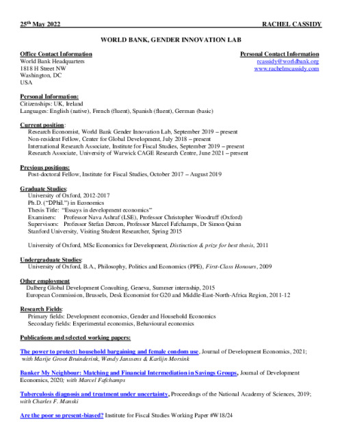Image representing the file: Rachel Cassidy's CV