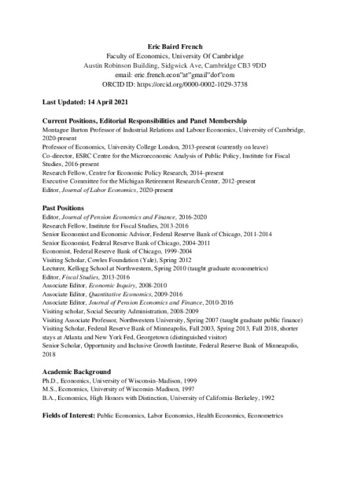 Image representing the file: Eric French's CV