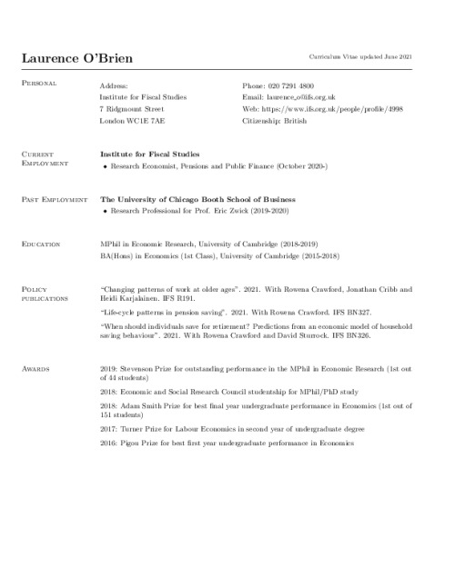 Image representing the file: Laurence O'Brien's CV
