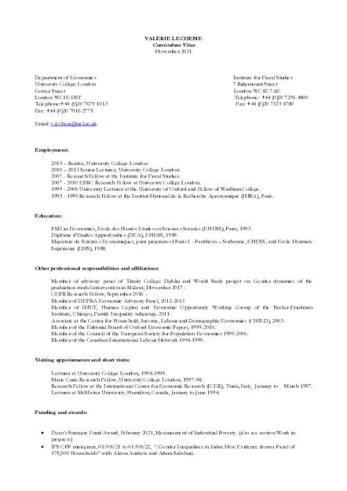 Image representing the file: Valérie Lechene's CV