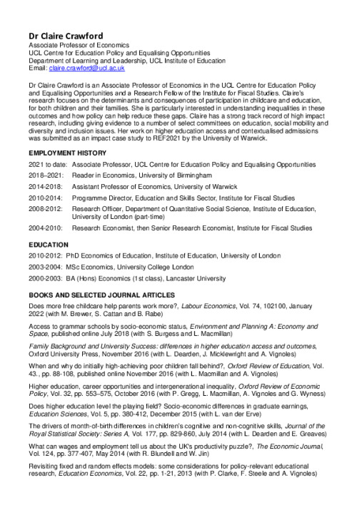 Image representing the file: Claire Crawford's CV