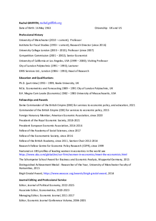 Image representing the file: Rachel Griffith's CV