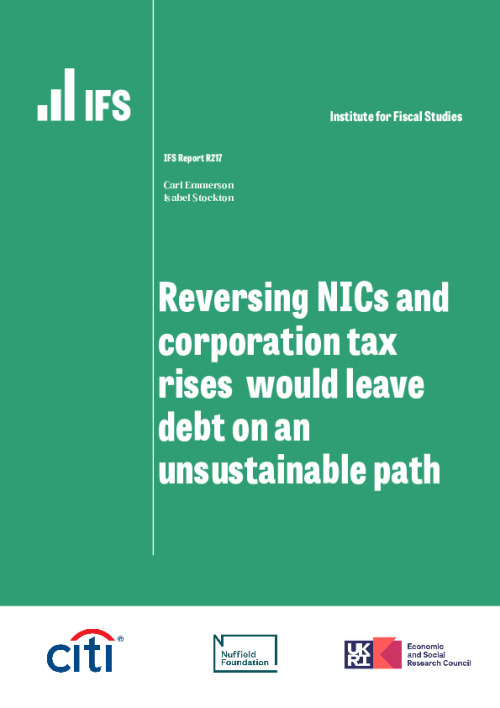 Image representing the file: Reversing NICs and corporation tax rises would leave debt on an unsustainable path