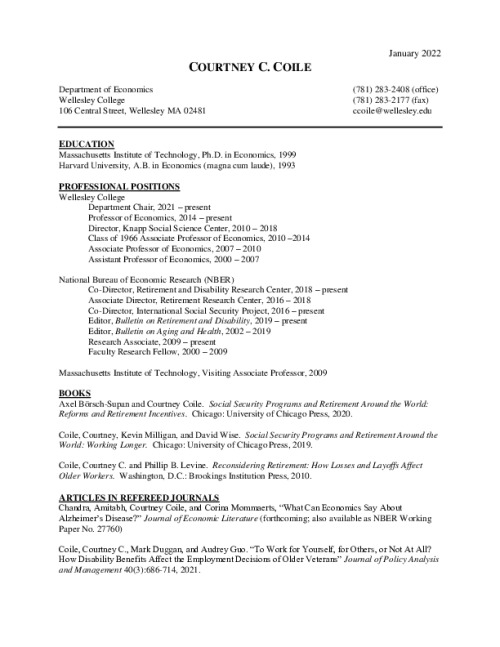 Image representing the file: Courtney Coile's CV