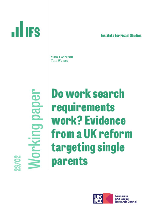 Image representing the file: Do work search requirements work? Evidence from a UK reform targeting single parents