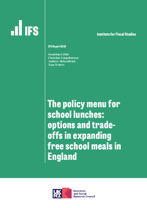 Image representing the file: The policy menu for school lunches: options and trade-offs in expanding free school meals in England