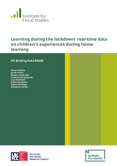 Image representing the file: Learning during the lockdown: real-time data on children’s experiences during home learning