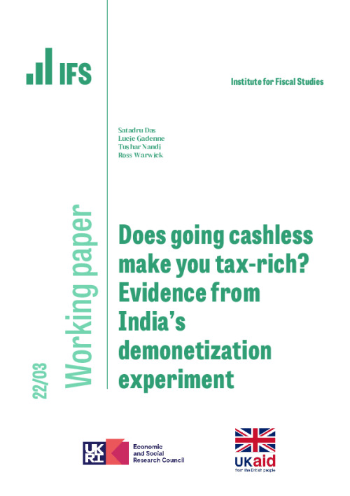 Image representing the file: Does going cashless make you tax-rich? Evidence from India’s demonetization experiment