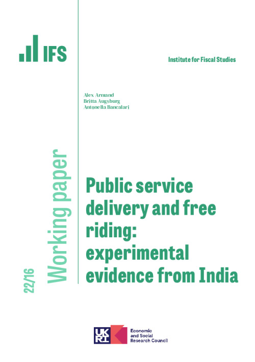Image representing the file: Public service delivery and free riding: experimental evidence from India