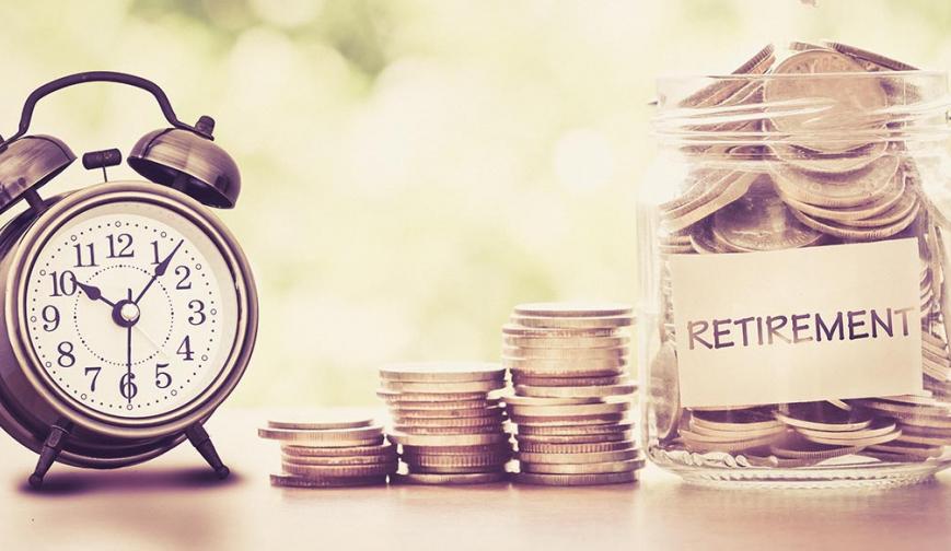 Retirement image of clock and money
