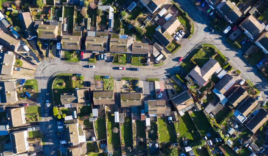 Aerial view of town