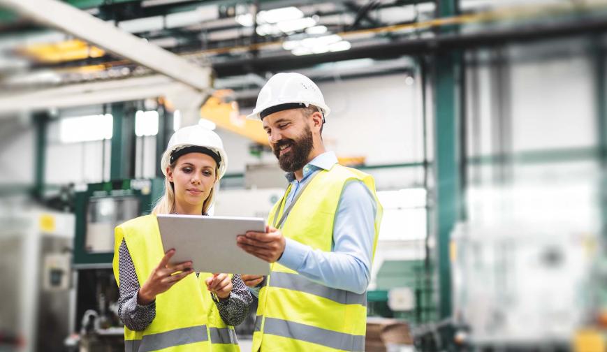 People at work in factory