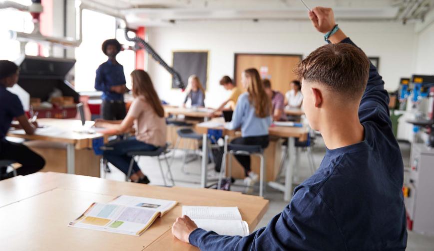 Student raises hand