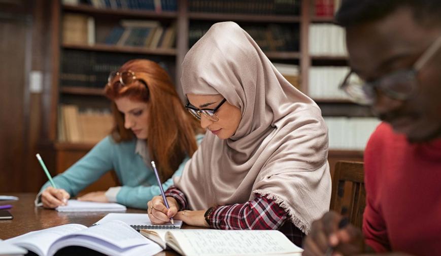 Students in library