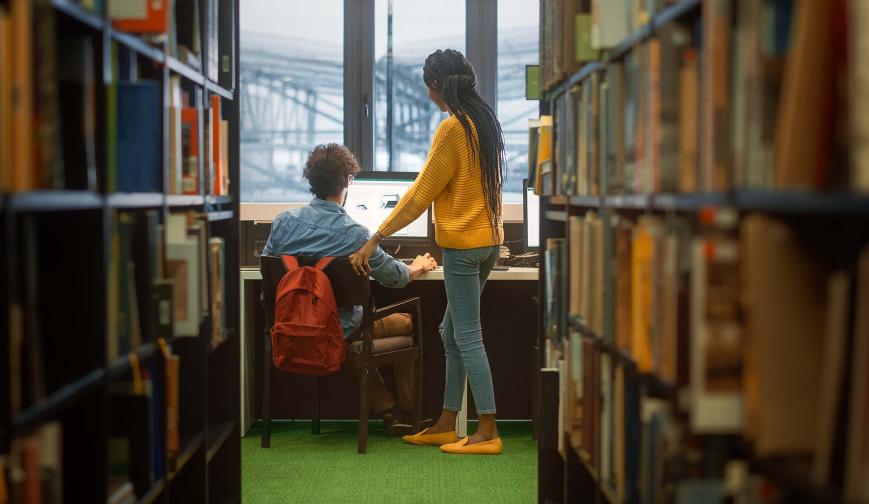 Students in library