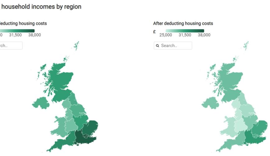 Median household incomes by region