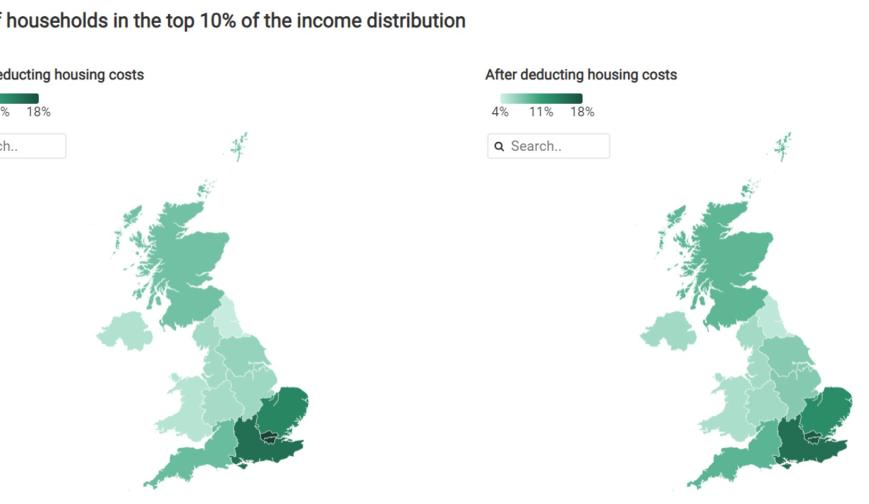Share of households in the top 10% of the income distribution