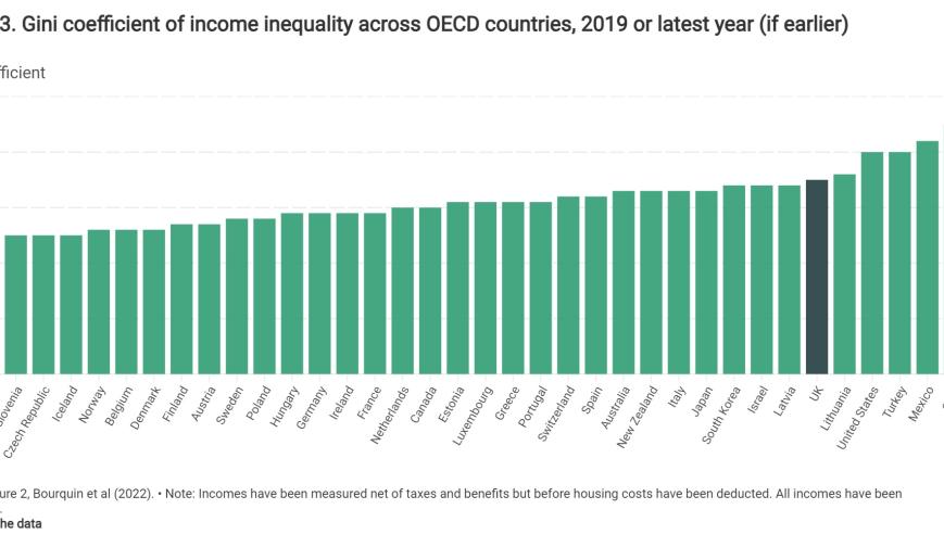 Figure 3. Gini coefficient of income inequality across OECD countries, 2019 or latest year (if earlier)