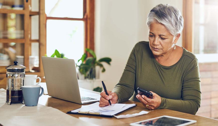 Woman calculating pension