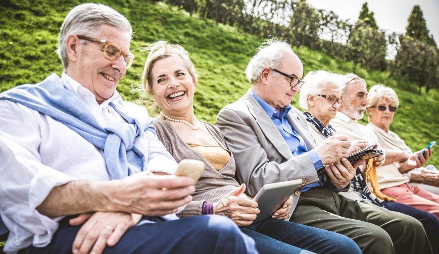 Retired people looking happy