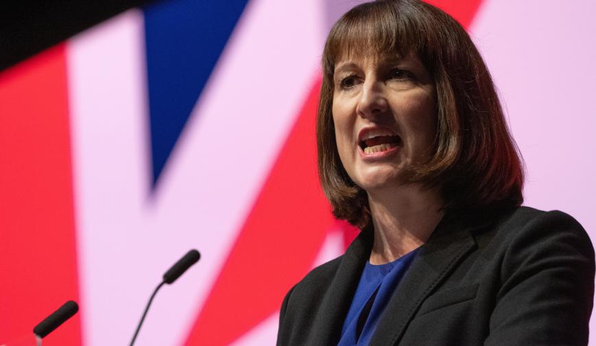 A photo of Rachel Reeves giving a speech