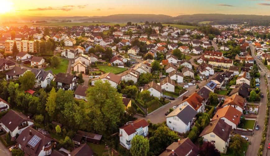 Aerial view of a town