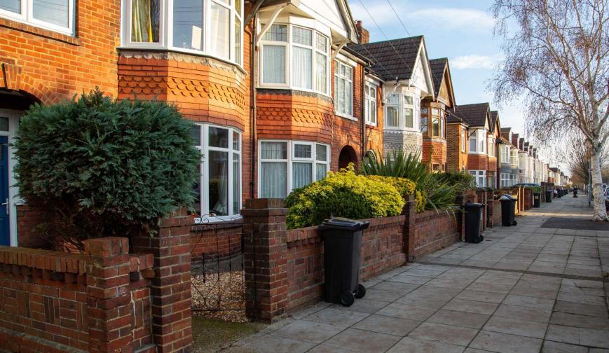 English street with terraced houses