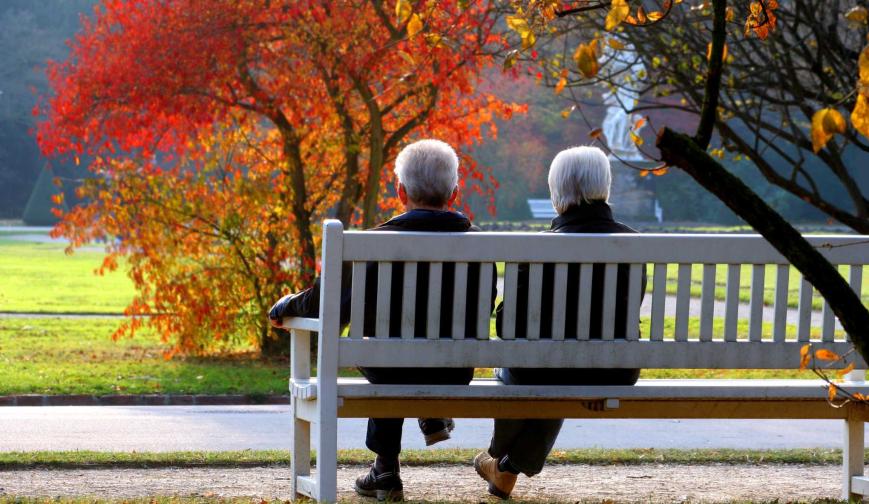 elderly couple in park