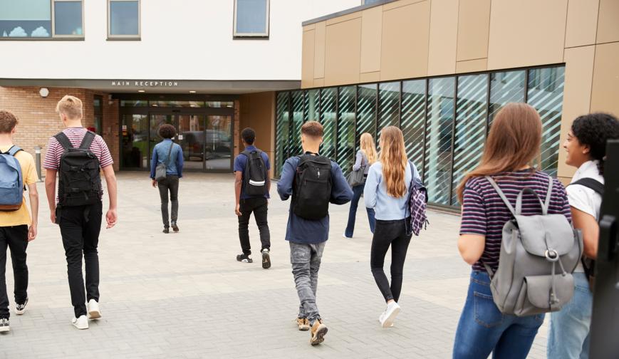 An image of students going to college