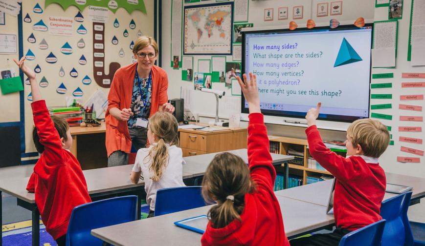 Primary school classroom and teacher