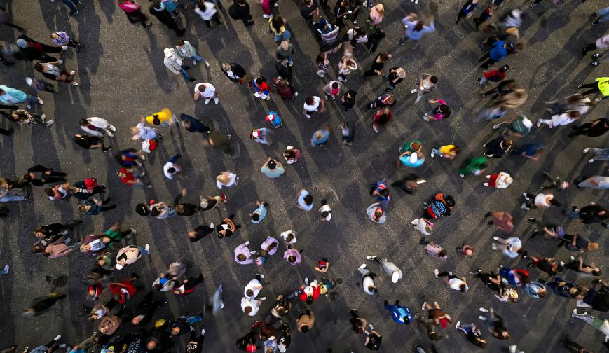 Aerial view of a crowd of people 