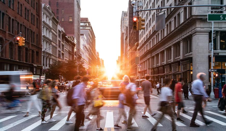 People on road crossing