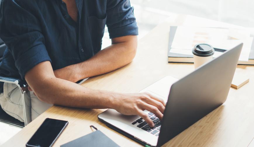 person using laptop