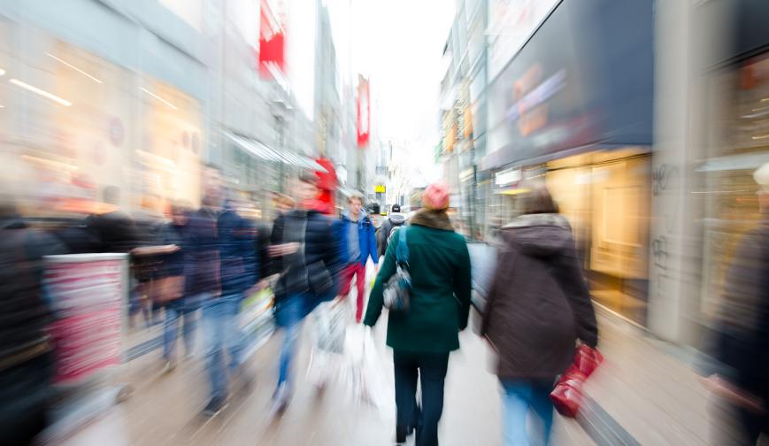 Blurred people on a highstreet