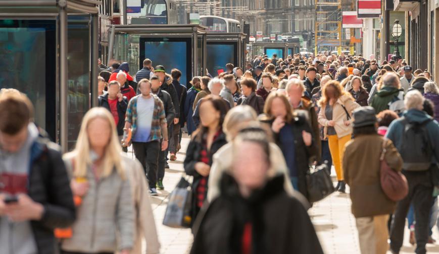 People walking in a busy city