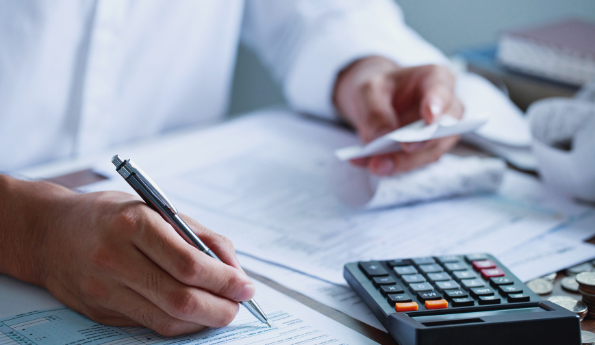 Man calculating tax