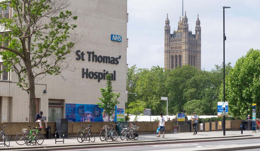 St Thomas' Hospital opposite Parliament