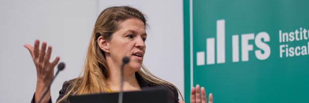 Helen Miller speaking at event