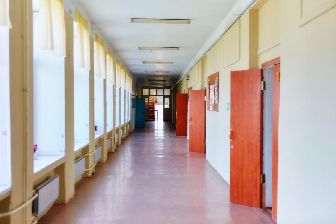 An image of an empty corridor in a school