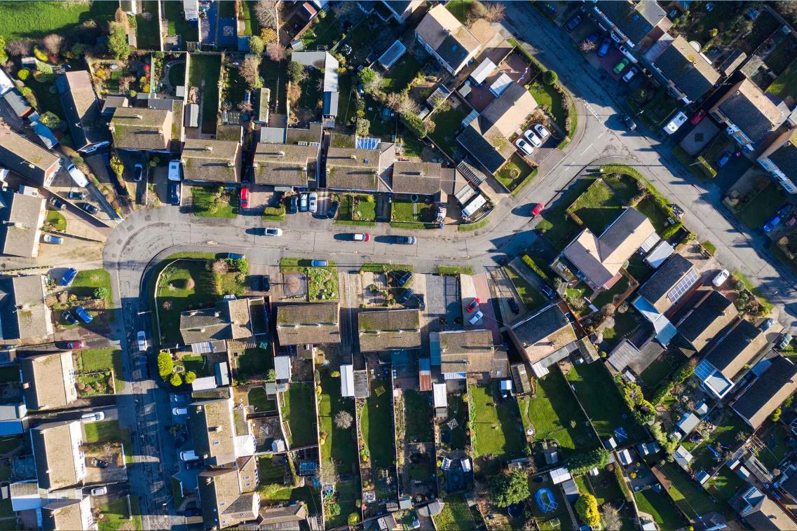 Aerial view of town