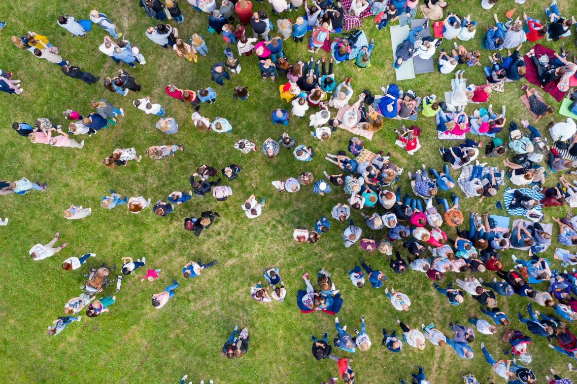 Crowd of people from above