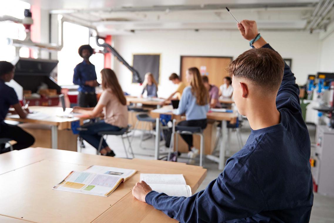 Student raises hand