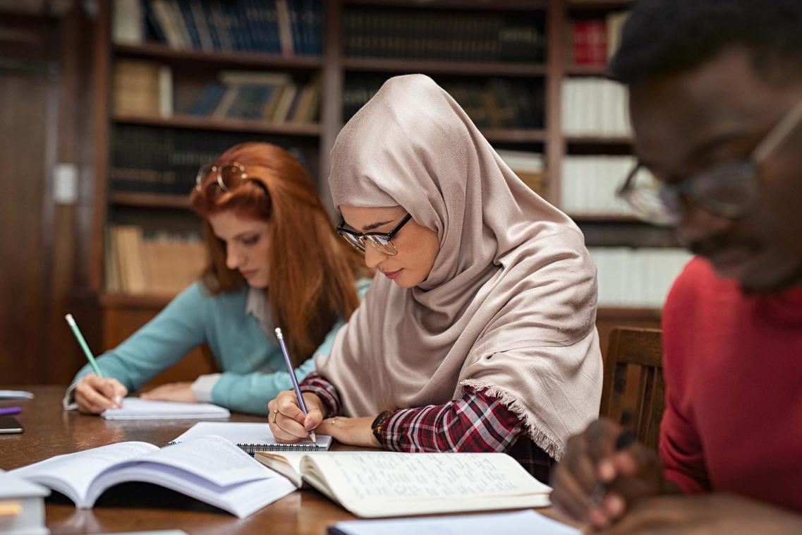 Students in library