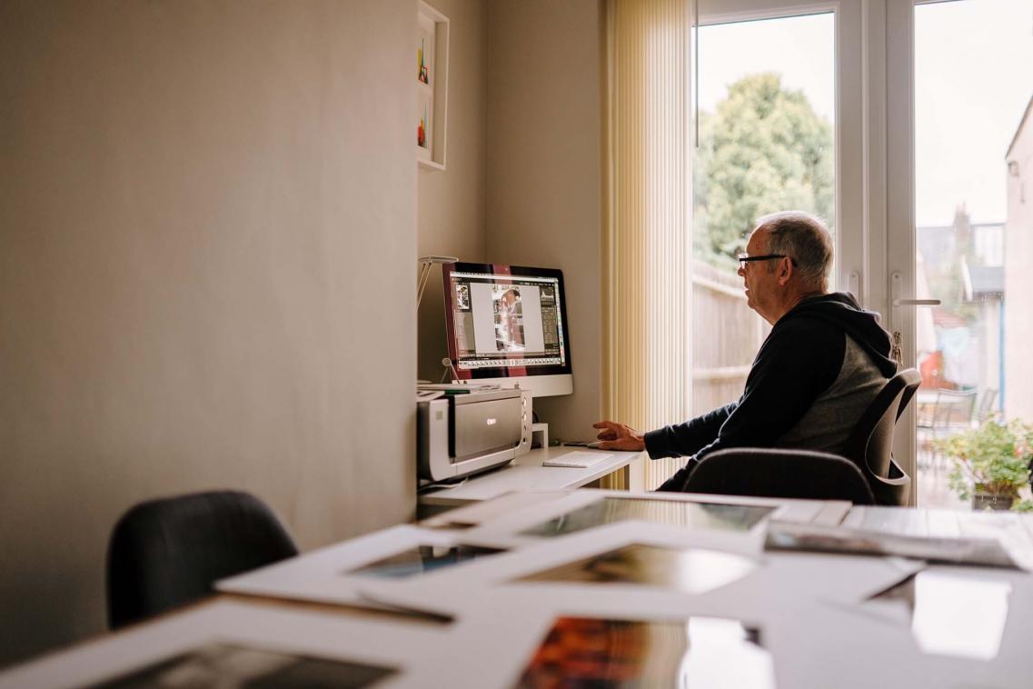 Older worker at computer