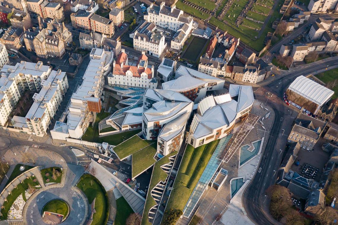 Aerial view of Scottish Parliament