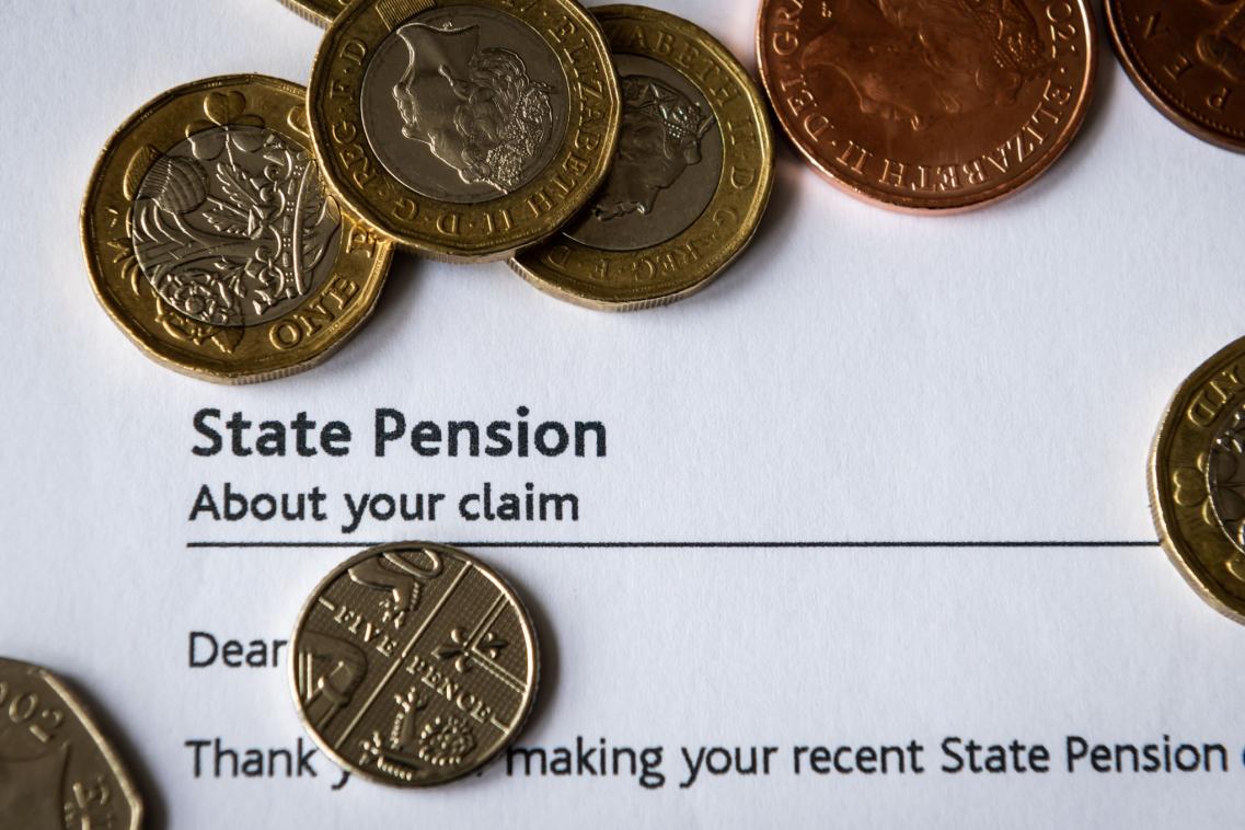 A photo of a state pension claim form