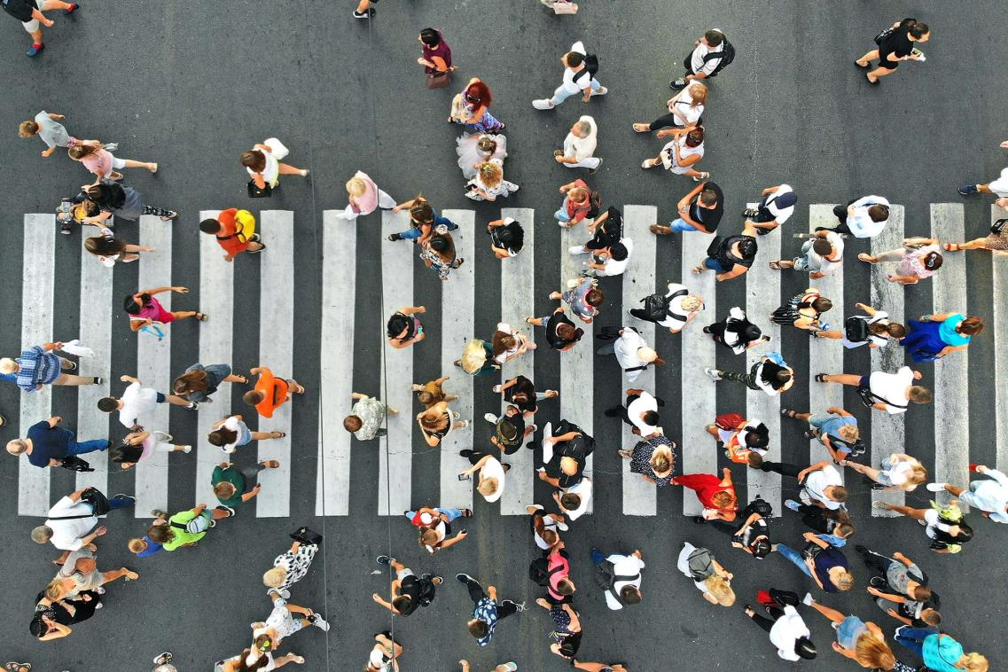 Crowded street crossing